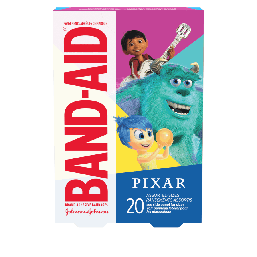 BAND-AID® Brand Adhesive Bandages featuring Disney and Pixar Mashup, 20ct Back of Pack