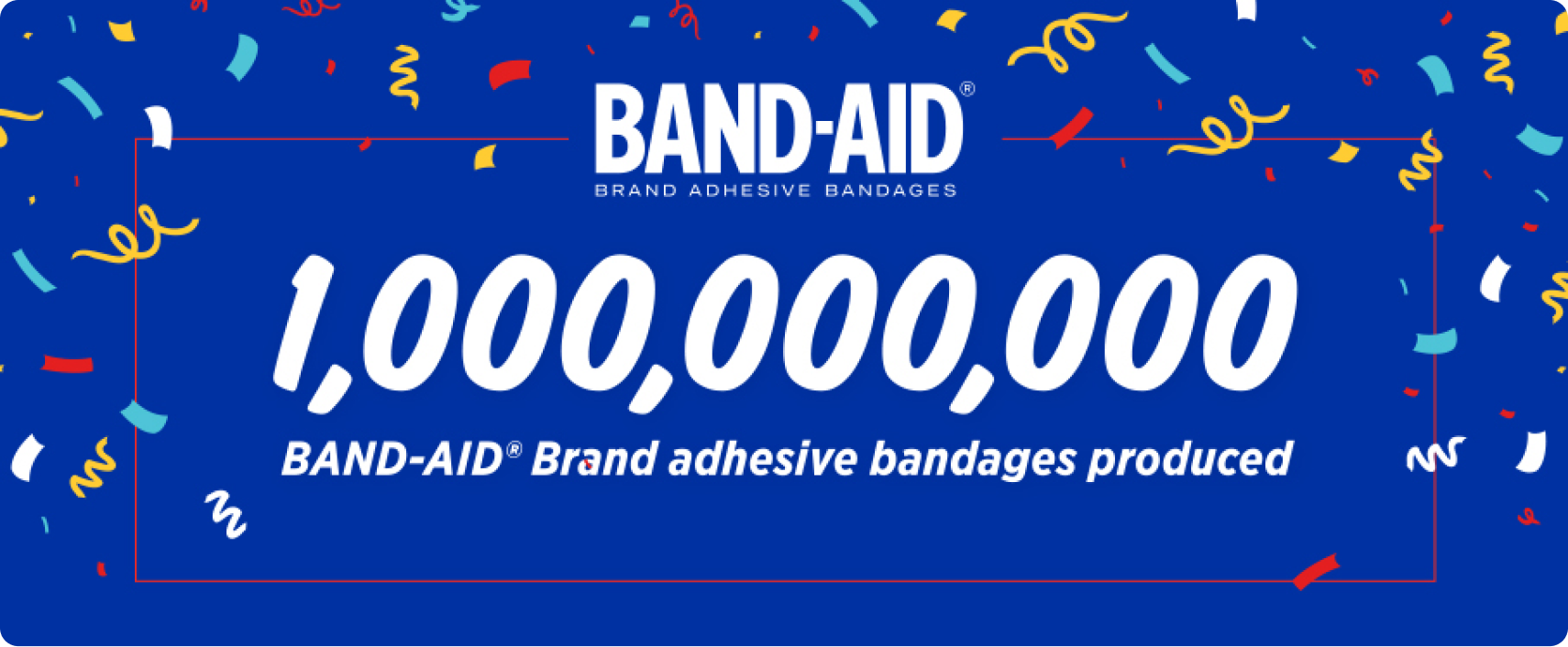 Banner celebrating one-billionth BAND-AID® Brand adhesive bandages produced