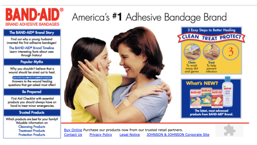 BAND-AID® Brand website from 2001